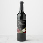 赤エレガントバラ50番誕生日ありがとう ワインラベル (正面)