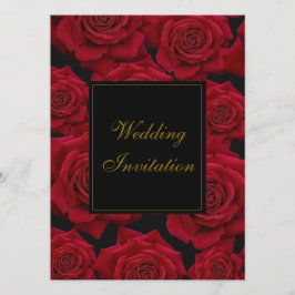 赤エレガントバラ – 結婚式招待状 招待状