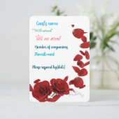 赤エレガントバラRSVPカード – ロマンチック結婚なResp 出欠カード (スタンド正面)