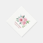 赤エレガントパーソナライズされたフローラ結婚紙 スタンダードカクテルナプキン (角)