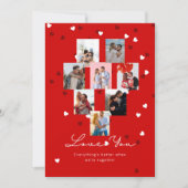 赤エレガントパーソナライズされた写真バレンタインデー シーズンカード (正面)