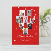 赤エレガントパーソナライズされた写真バレンタインデー シーズンカード (スタンド正面)