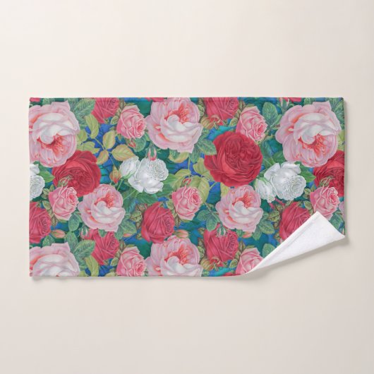 赤エレガントビクトリアンとピンクのバラ | バスタオルセット (ハンドタオル)