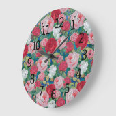 赤エレガントビクトリアンとピンクのバラ | ラージ壁時計 (傾斜)