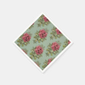 赤エレガントビクトリアンバラ模様 スタンダードカクテルナプキン (角)