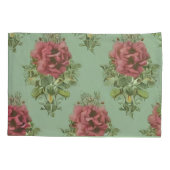 赤エレガントビクトリアンバラ模様 枕カバー (裏面)