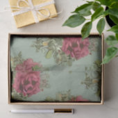 赤エレガントビクトリアンバラ模様 薄葉紙 (ギフト)