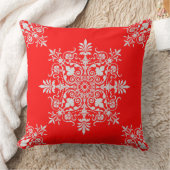 赤エレガントビクトリアン白フローラ旋回パターン クッション (ブランケット)
