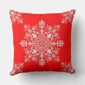 赤エレガントビクトリアン白フローラ旋回パターン クッション (裏面)