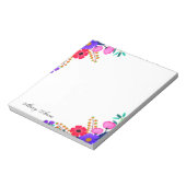 赤エレガントピンクと紫の花パーソナライズされた ノートパッド (回転)