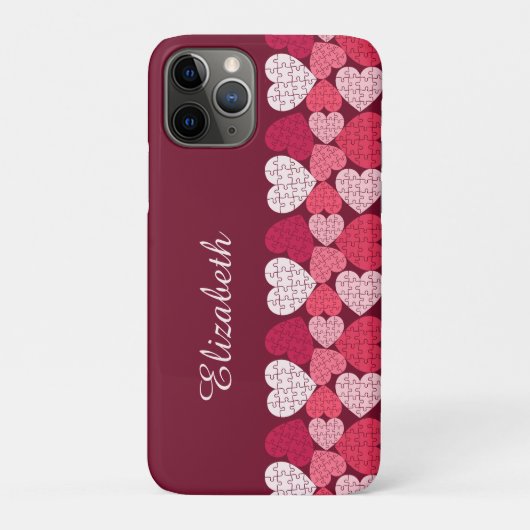 赤エレガントピンクジグソーパズルハートパターン名 Case-Mate iPhoneケース (裏)