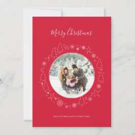 赤エレガントピンクフォトリースホリデーカード シーズンカード