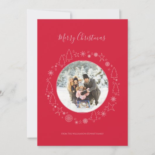 赤エレガントピンクフォトリースホリデーカード シーズンカード (正面)