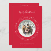 赤エレガントピンクフォトリースホリデーカード シーズンカード (正面/裏面)