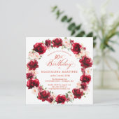 赤エレガントピンクフローラリース30歳 招待状 (スタンド正面)