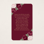赤エレガントピンクフローラ葬式祈りの言葉カード (裏面)