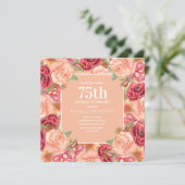 赤エレガントピンクフローラ75thバースデーパーティー女性 招待状 (スタンド正面)