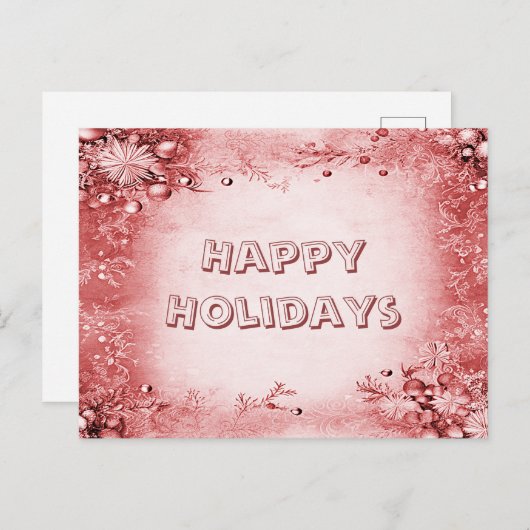 赤エレガントピンクホリデーパーティー葉書 ポストカード (正面/裏面)
