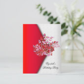 赤エレガントピンクホワイトジュエルバースデーパーティー 招待状 (スタンド正面)