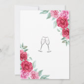 赤エレガントピンクローズフローラミニマルブライダルシャワー 招待状 (裏面)