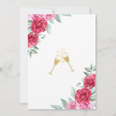 赤エレガントピンクローズフローラ金ゴールドブライダルシャワー 招待状 (裏面)