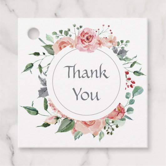 赤エレガントピンクローズ結婚ありがとう フェイバータグ (正面)