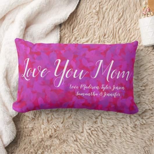 赤エレガントピンク愛ママ名パーソナライズされた前 ランバークッション (ブランケット)