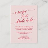 赤エレガントピンク書道レシピカード挿入 エンクロージャーカード (正面)