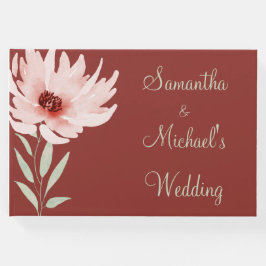 赤エレガントピンク水色フローラ結婚ズ ゲストブック