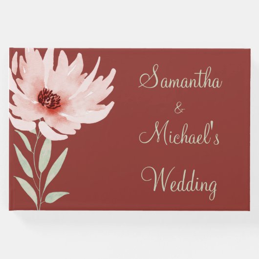 赤エレガントピンク水色フローラ結婚ズ ゲストブック (正面)