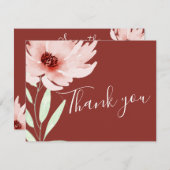 赤エレガントピンク水色フローラ結婚ズ サンキューカード (正面/裏面)