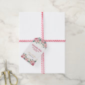 赤エレガントピンク牡丹の花金ゴールド葉誕生日 ギフトタグ (より糸付き)