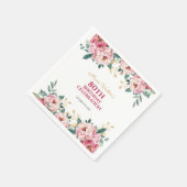 赤エレガントピンク牡丹の花金ゴールド葉誕生日 スタンダードカクテルナプキン (角)