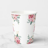 赤エレガントピンク牡丹の花金ゴールド葉誕生日 紙コップ (左)