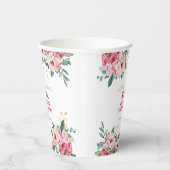 赤エレガントピンク牡丹の花金ゴールド葉誕生日 紙コップ (右)