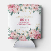 赤エレガントピンク牡丹の花金ゴールド葉誕生日 缶クーラー (裏面)