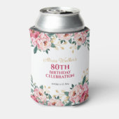 赤エレガントピンク牡丹の花金ゴールド葉誕生日 缶クーラー (缶裏面)