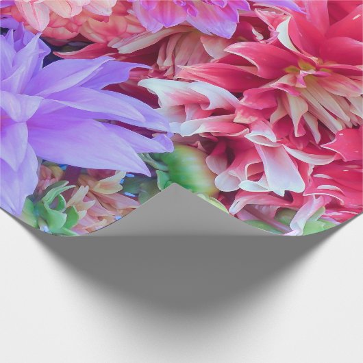 赤エレガントピンク紫オレンジ色の花花束 | ラッピングペーパー (角)