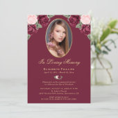 赤エレガントピンク金ゴールド写真追悼会 招待状 (スタンド正面)