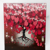 赤エレガントピンクonブラックハートリーフ結婚ズ 三つ折り招待状 (内部最初)