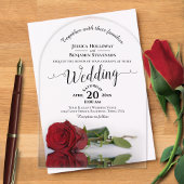 赤エレガントファンシーバラ書結婚道 アクリル招待状