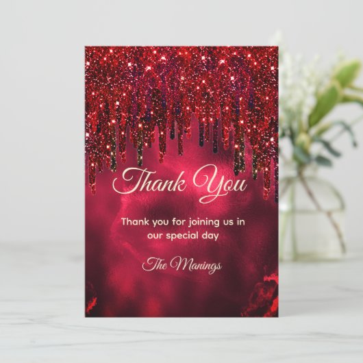 赤エレガントフェイクグリッター感謝していは カード (スタンド正面)