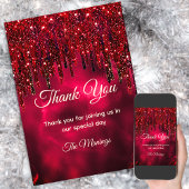 赤エレガントフェイクグリッター感謝していは カード