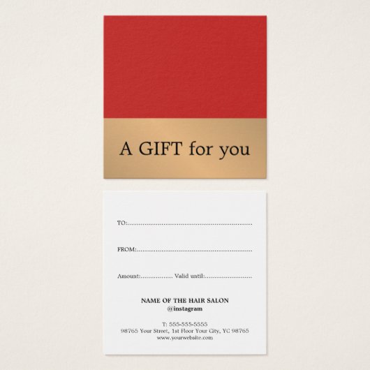 赤エレガントフェイク金ゴールドはっきりしたサロン (正面&裏面)