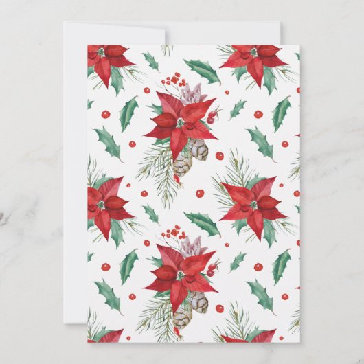 赤エレガントフローラウォーター色クリスマス招待状 招待状 (裏面)