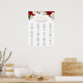 赤エレガントフローラクインセアニラ座席表 ポスター (キッチン)