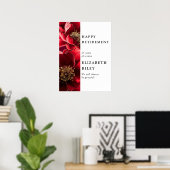 赤エレガントフローラハッピーリタイアメント歓迎サイン ポスター (ホームオフィス)