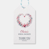 赤エレガントフローラハートサンキューブライダルシャワー ギフトタグ (正面)
