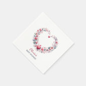 赤エレガントフローラハート赤ちゃんシャワー スタンダードカクテルナプキン (角)