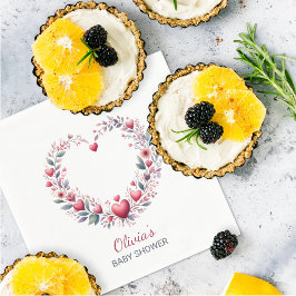 赤エレガントフローラハート赤ちゃんシャワー スタンダードカクテルナプキン